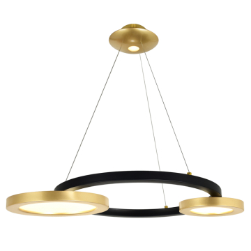 CWI Lighting Deux Lunes LED Chandelier - 16W - 3000K - 120V - Sun Gold & Black