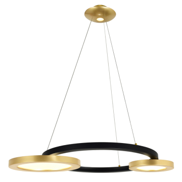 CWI Lighting Deux Lunes LED Chandelier - 21W - 3000K - 120V - Sun Gold & Black