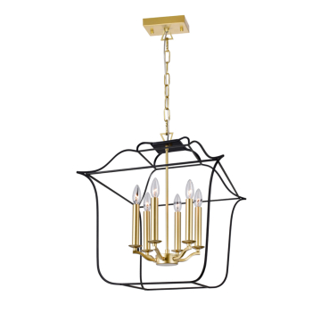 CWI Lighting Tudor 6-Light Chandelier - 120V - Satin Gold & Black