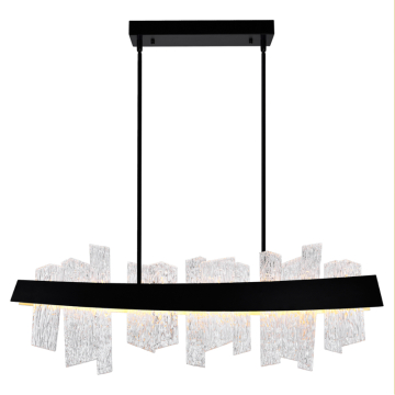 CWI Lighting Guadiana 39" LED Linear Chandelier - 38W - 3000K - 120V - Black / Satin Gold