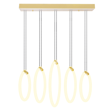 CWI Lighting Hoops 5-Light LED Chandelier - 42W - 3000K - 120V - Satin Gold