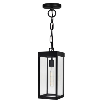 CWI Lighting Windsor 7" 1-Light Outdoor Pendant - 120V - Black