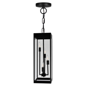CWI Lighting Windsor 8" 4-Light Outdoor Pendant - 120V - Black