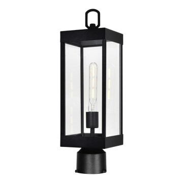 CWI Lighting Windsor 6" 1-Light Outdoor Lantern Post Top - 120V - Black