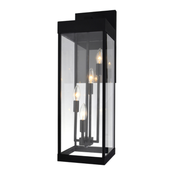 CWI Lighting Windsor 8" 4-Light Outdoor Wall Lantern - 120V - Black