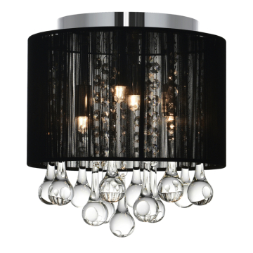 CWI Lighting Water Drop 4-Light Drum Shade Flush Mount - 120V - Chrome / Black