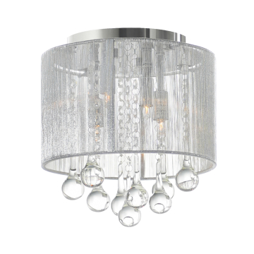 CWI Lighting Water Drop 4-Light Drum Shade Flush Mount - 120V - Chrome / Silver