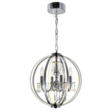 CWI Lighting Abia 4-Light Up E12 / LED Chandelier - CCT Selectable - 120V - Chrome