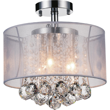 CWI Lighting Radiant 3-Light Drum Shade Flush Mount - 120V - Chrome / Transparent White