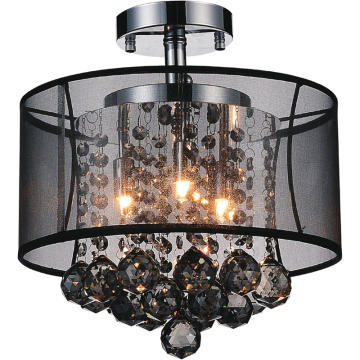 CWI Lighting Radiant 3-Light Drum Shade Flush Mount - 120V - Chrome / Transparent Black