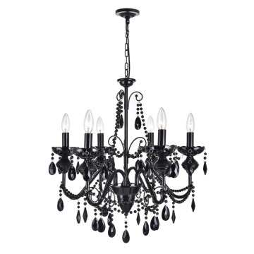 CWI Lighting Keen 22" 6-Light Chandelier - 120V - Black
