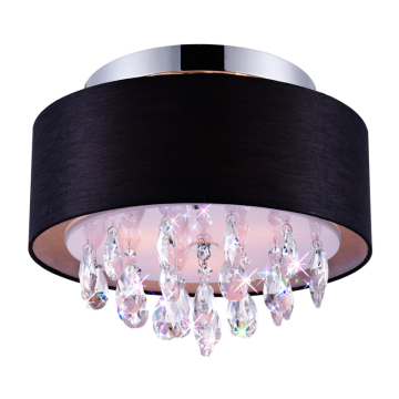 CWI Lighting Dash 3-Light Drum Shade Flush Mount - 120V - Chrome / Black