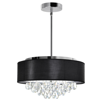 CWI Lighting Dash 4-Light Drum Shade Chandelier - 120V - Chrome / Black