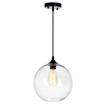 CWI Lighting Glass 1-Light Down Mini Pendant - 120V - Black / Clear
