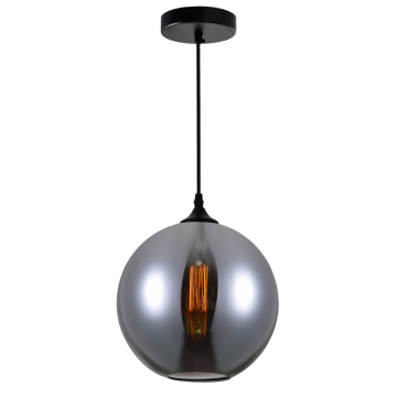 CWI Lighting Glass 1-Light Down Mini Pendant - 120V - Black / Smoke