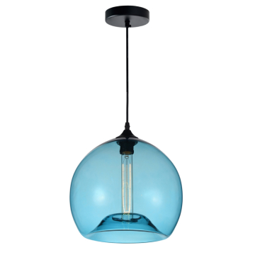 CWI Lighting Glass 1-Light Down Mini Pendant - 120V - Black / Blue