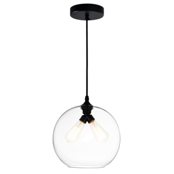 CWI Lighting Glass 2-Light Down Mini Pendant - 120V - Black / Clear