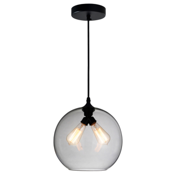 CWI Lighting Glass 2-Light Down Mini Pendant - 120V - Black / Smoke