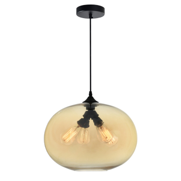 CWI Lighting Glass 4-Light Down Pendant - 120V - Black / Amber