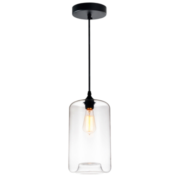 CWI Lighting Glass 1-Light Down Mini Pendant - 120V - Black / Clear