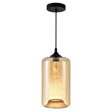 CWI Lighting Glass 1-Light Down Mini Pendant - 120V - Black / Cognac