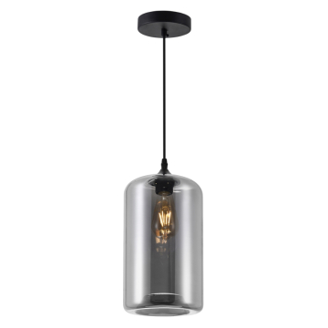 CWI Lighting Glass 1-Light Down Mini Pendant - 120V - Black / Smoke