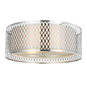 CWI Lighting Mikayla 3-Light Drum Shade Flush Mount - 120V - Satin Nickel