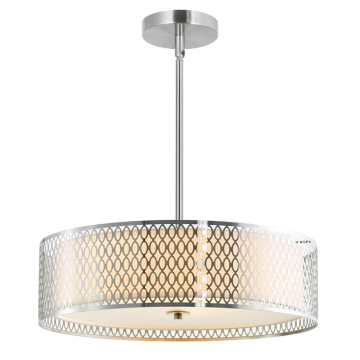 CWI Lighting Mikayla 5-Light Drum Shade Chandelier - 120V - Satin Nickel