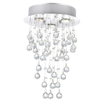 CWI Lighting Rain Drop 12" 3-Light Flush Mount - 120V - Chrome