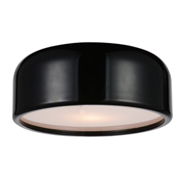 CWI Lighting Campton 2-Light Drum Shade Flush Mount - 120V - Black
