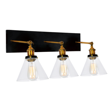 CWI Lighting Eustis 3-Light Vanity Light - 120V - Black & Gold Brass