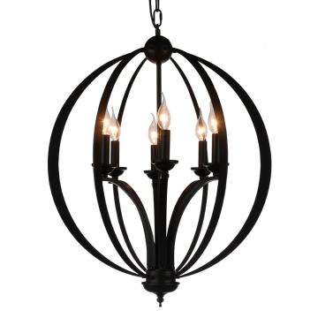 CWI Lighting Drift 6-Light Up Chandelier - 120V - Black
