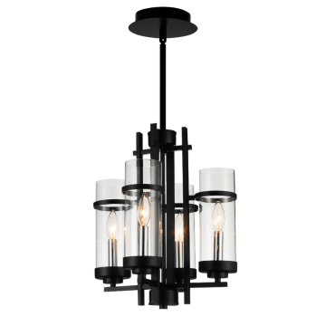CWI Lighting Sierra 14" 4-Light Mini Pendant - 120V - Black
