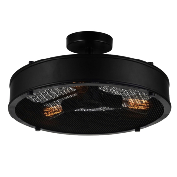 CWI Lighting Tigris 3-Light Drum Shade Flush Mount - 120V - Black