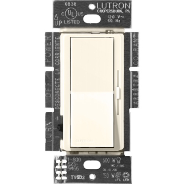 Lutron Diva LED+ Dimmer - Single Pole / 3-Way - 250W Max - Biscuit