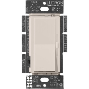 Lutron Diva LED+ Dimmer - Single Pole / 3-Way - 250W Max - Taupe