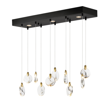 ET2 Pebble 10-Light LED Pendant - CCT Selectable - 120V - Black / Polished Gold