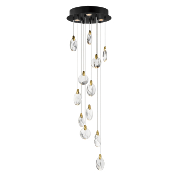 ET2 Pebble 12-Light LED Pendant - CCT Selectable - 120V - Black / Polished Gold