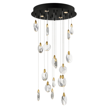 ET2 Pebble 18-Light LED Pendant - CCT Selectable - 120V - Black / Polished Gold