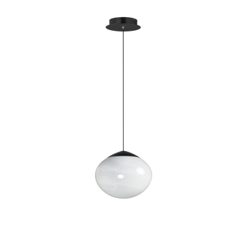 ET2 Nimbus LED Single Pendant - 880 Lumens - 9W - 3000K - 120-277V - Black - White Cirrus Glass