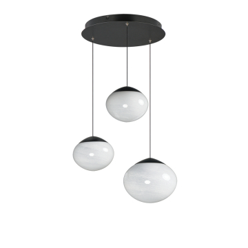 ET2 Nimbus LED 3-Light Pendant - 2,000 Lumens - 7W - 3000K - 120-277V - Black - White Cirrus Glass