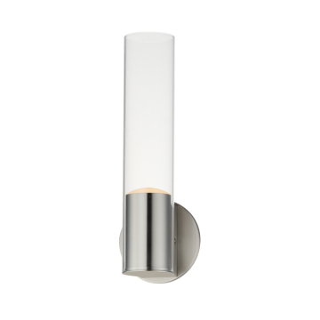 ET2 Highball Clear LED Wall Sconce - 400 Lumens - 10W - 3000K - 120-277V - Satin Nickel - Champagne Bubble Crystal Glass