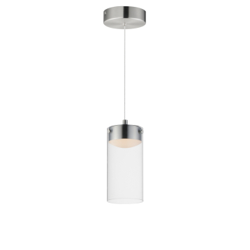 ET2 Highball Clear LED Mini Pendant - 400 Lumens - 10W - 3000K - 120-277V - Satin Nickel - Champagne Bubble Crystal Glass