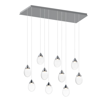 ET2 Dewdrop 10-Light LED Linear Pendant - 3000K - 120-277V - Polished Chrome