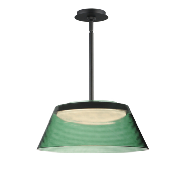 ET2 Jensen 18" LED Pendant - 1,260 Lumens - 28W - 3000K - 120V - Black - Green Glass