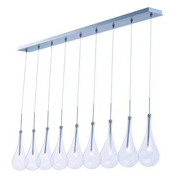 ET2 Larmes 9-Light LED Pendant - Linear Canopy - 3000K - 864 Lumens - 120V - Polished Chrome