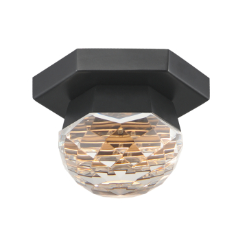 ET2 Allumettes 1-Light LED Flush Mount - 270 Lumens - 5W - 3000K - 120-277V - Black - Clear Crystal Glass