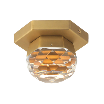 ET2 Allumettes 1-Light LED Flush Mount - 270 Lumens - 5W - 3000K - 120-277V - Gold - Clear Crystal Glass