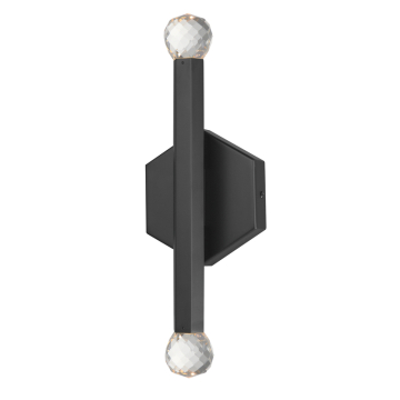 ET2 Allumettes 2-Light LED Wall Sconce - 320 Lumens - 3W - 3000K - 120-277V - Black - Clear Crystal Glass