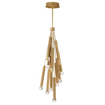 ET2 Allumettes 12-Light LED Pendant - 1,200 Lumens - 3W - 3000K - 120-277V - Gold - Clear Crystal Glass